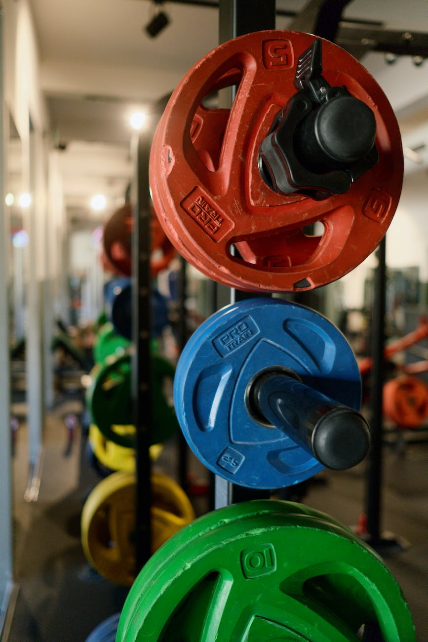 weight plates in different colors